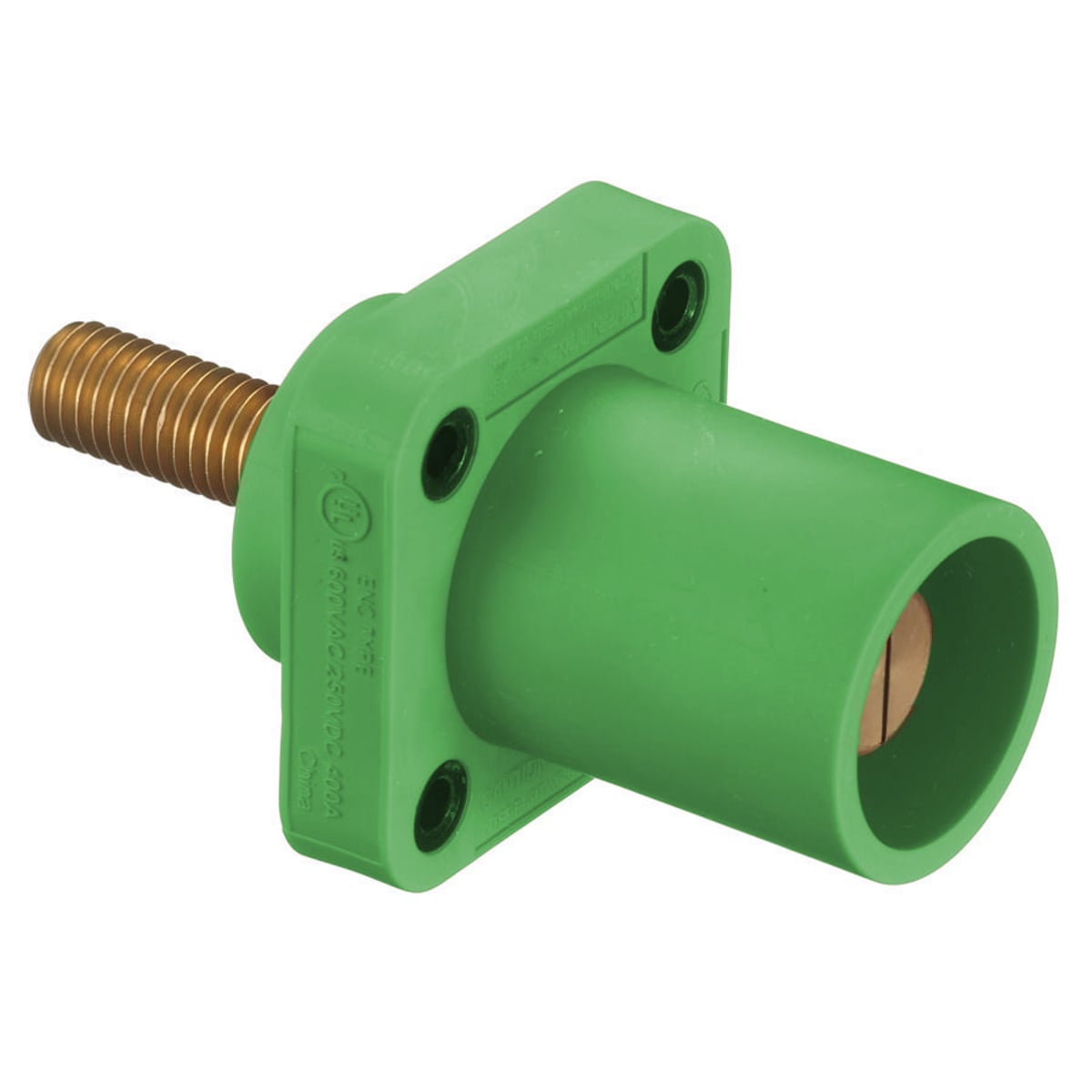 HBLMRSCGN 16 Series 1-Pole Heavy Duty Industrial Grade Male Standard Single Pole Receptacle With 300/400 A Plug, 600 V AC/250 V DC, 400 A, 4 to 4/0 AWG Wire, Screw Terminal Connection