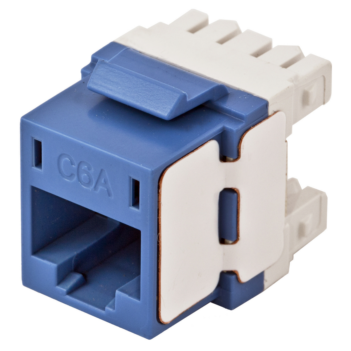 HJ6AB Cat 6A Universal Jack, Snap-Fit Mount, 1 Port, Thermoplastic, Blue