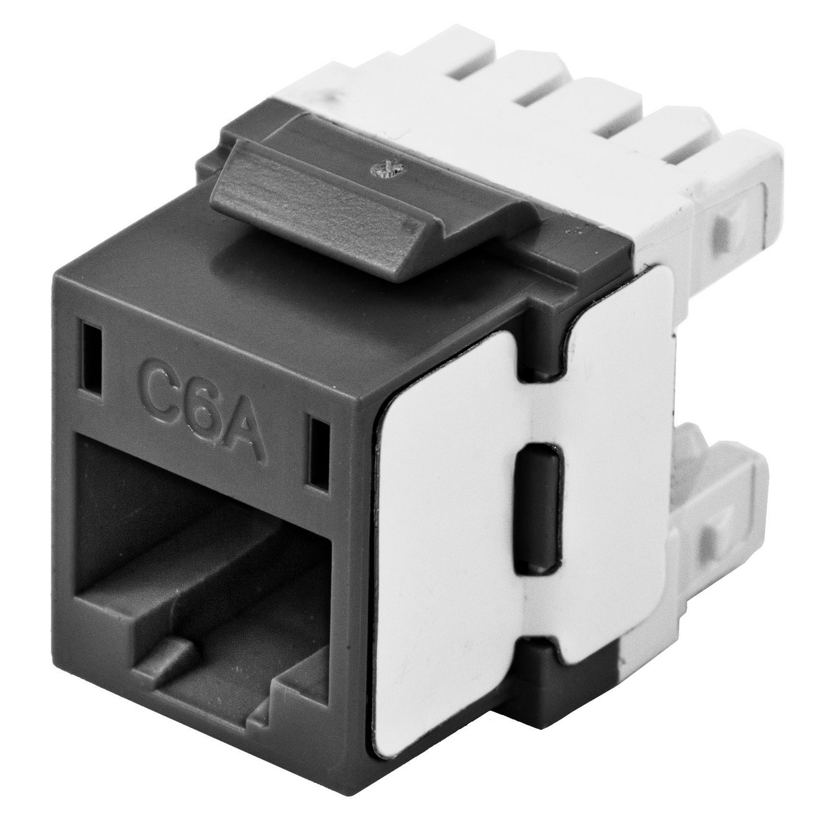 HJ6ABK Ascent Standard Universal Component Jack, Cat 6a Module, Snap-Fit Mount, 1 Port, Thermoplastic, Black