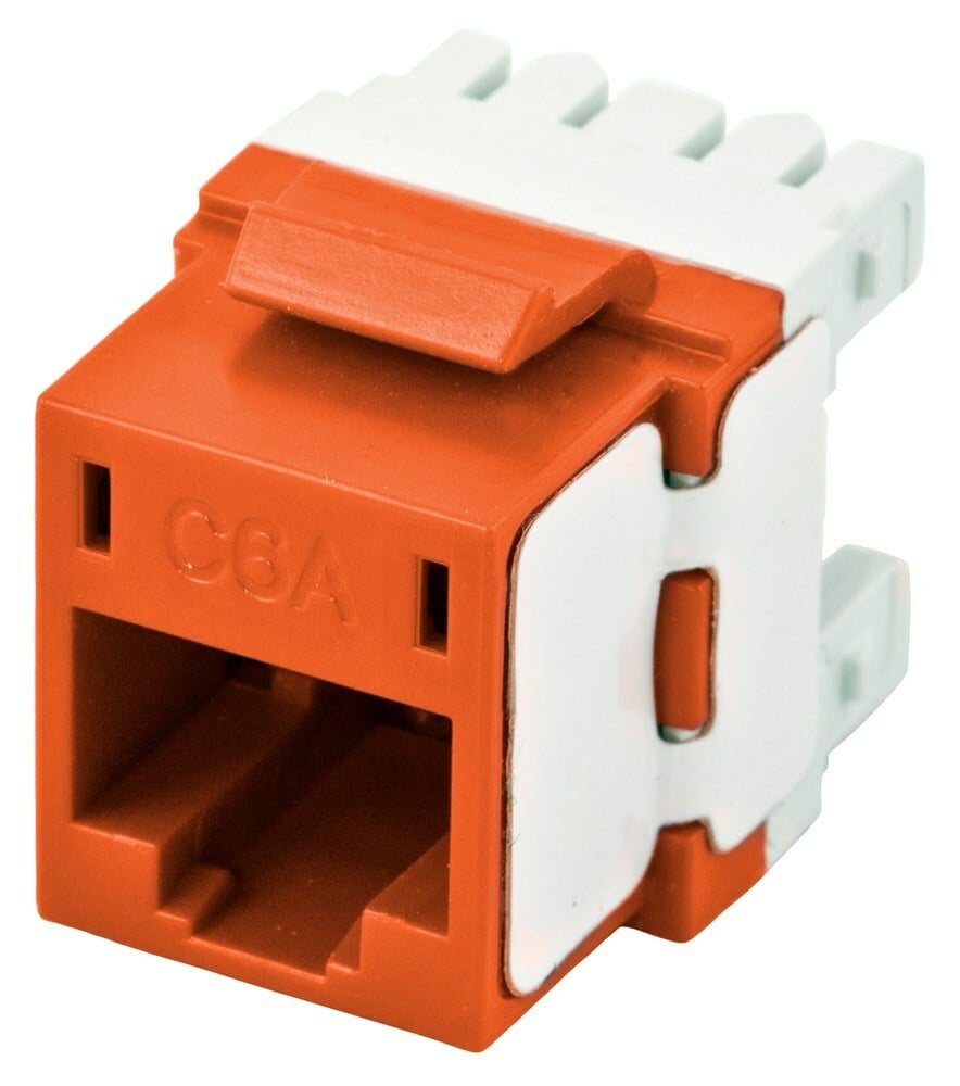 HJ6AOR Ascent Cat6A Standard Universal Jack Insert, Keystone Module, Thermoplastic, Orange
