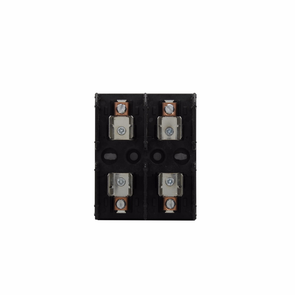 J600 Series Fuse Block, 0.5-30A, 600 Vac, 600 Vdc, Class J, Thermoplastic material, DIN rail mounting, Box lug w/retaining clip (copper only) connection, Two-pole, 200 kAIC RMS Sym. interrupt rating, #2-14 AWG (copper) wire size, J600 serie