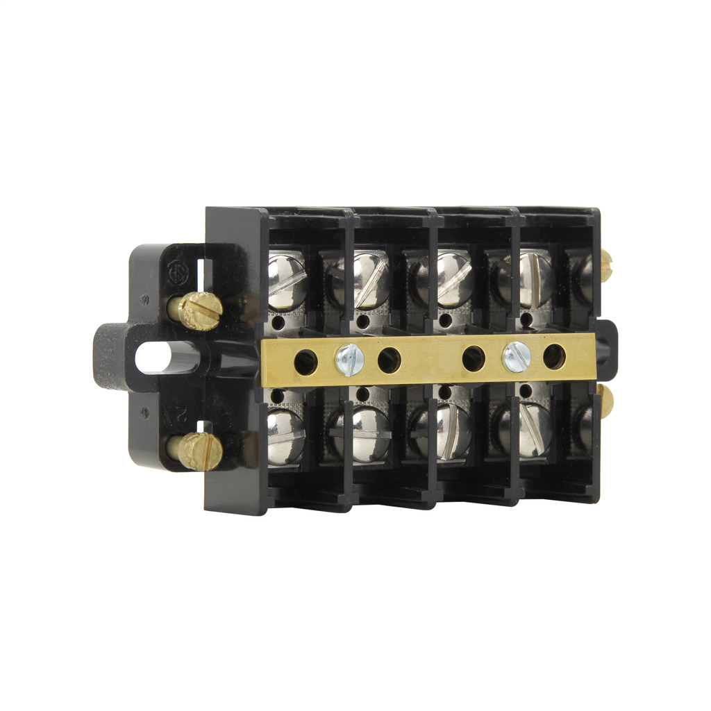 KUSC4 Double Row Terminal Block, 600 V AC, 60 A, 22 to 6 AWG Wire, Black