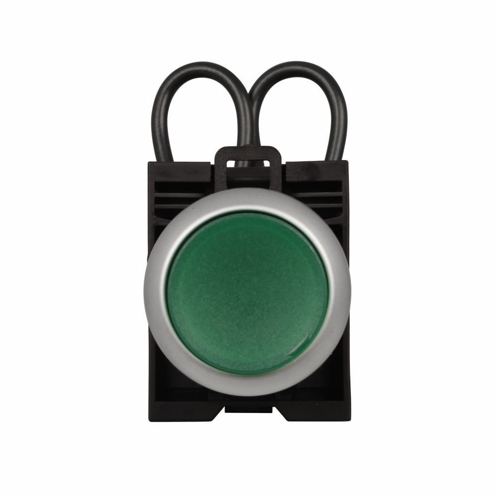 M22-T-G-230G Complete Press-to-Test Modular Illuminated Pushbutton Operator, 22.5 mm, Momentary Contact, Green