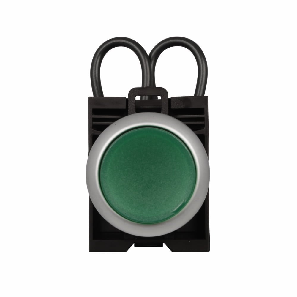 M22-T-G-G Complete Press-to-Test Modular Illuminated Pushbutton Operator, 22.5 mm, Momentary Contact, Green