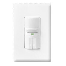 Eaton occupancy sensor dual switch, Dual switch, with nightlight, Flush, 120V, Wire leads, Maintained closure, White, Incand, MLV, ELV, Flrsnt, CFL, LED, halo, 1-pole, 3-way, 1-phase, 1000 sq ft, Occupancy, 1000W 710940
