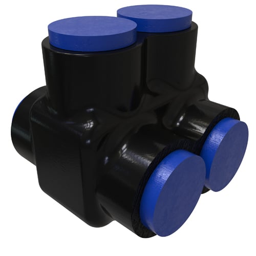 PBTD-2-250-F NIMBUS4FLEX 2-Port Type PBTF Single Sided Entry Insulated Multi-Tap Connector, 6 AWG to 250 kcmil Aluminum/Flex Copper Conductor