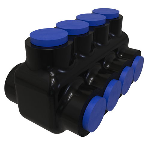 PBTD-4-1/0-F NIMBUS4FLEX 4-Port Type PBTF Single Sided Entry Insulated Multi-Tap Connector, 14 to 1/0 AWG Aluminum/Flex Copper Conductor