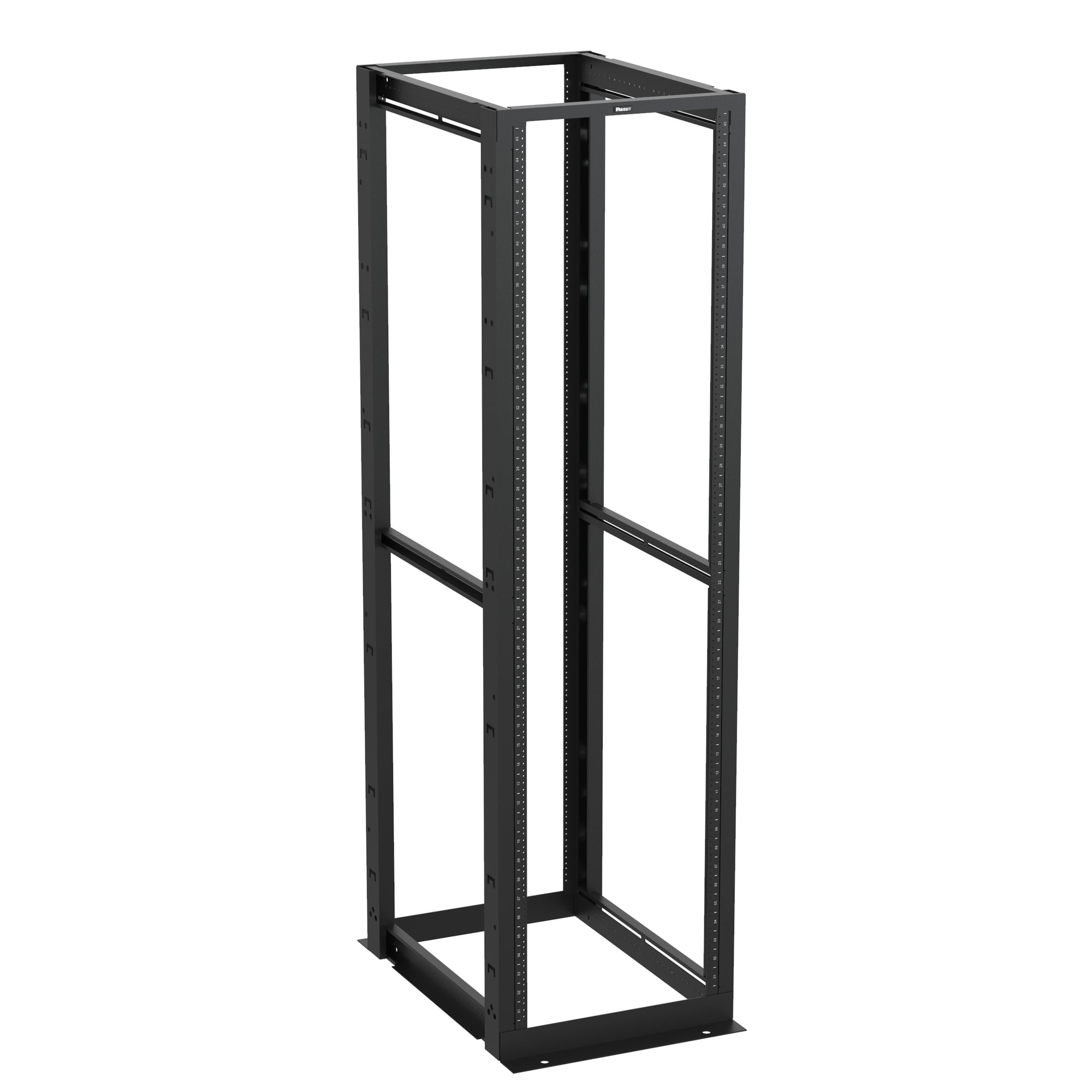 R4P 4-Post Open Premium Rack With Adjustable Mounting Rail, 84 in H x 23-1/4 in W x 30 in D, 2500 lb Load, 45 Shelves