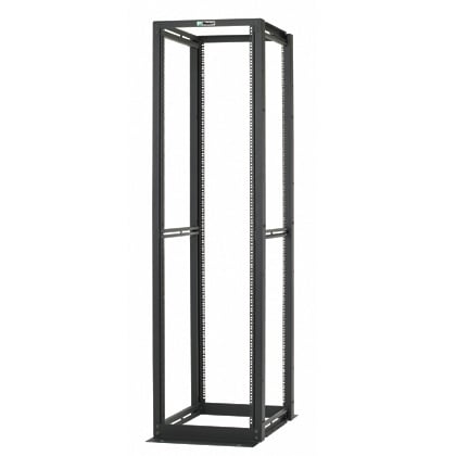 4-Post Rack, 52RU, 30 in. Deep, Cage Nut E-Rails, Black