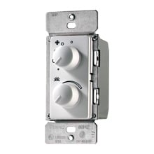 Eaton combination dimmer and fan speed control, Power failure memory, with preset, 4-Speed, #16 AWG, 1.5A, 120V, Wire lead, Maintained closure, White, 60 Hz, Incandescent, halogen, 0 to 40C, Single-pole, Polycarbonate, 300W