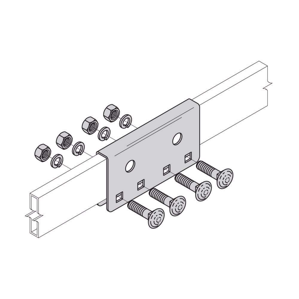 SB2135BZ Heavy Duty Runway Splice, For Use With 1-1/2 in H Single Runway Stringer, 4 in L, Structural Steel, Black