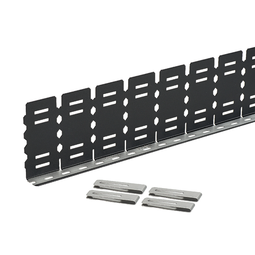 SD4EMI Bonding Clip Metal Divider Wall Noise Shield Replacement Clip, For Use With 4 in H Standard Wiring Duct, 0.3 in Slot Pitch, Hole Mounted, Galvannealed Steel, Black