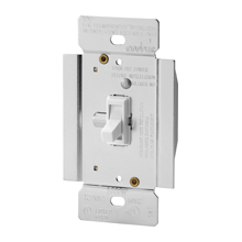 Eaton toggle dimmer, Power Failure Mode, Lighted, Non-preset, Flush, 120V, Wire leads, Maintained, White, Indoor, 60 Hz, Incandescent, halogen, 1-pole, 3-way, 1-phase, Polycarbonate, 1000W