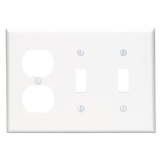 88021 Standard Size Combination Wall Plate, 3 Gangs, 6.38 in W x 4.5 in H, Thermoset, White