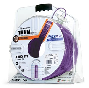 106100910445 PullPro Copper THHN Wire, 10 AWG, Stranded, Purple, 750 ft