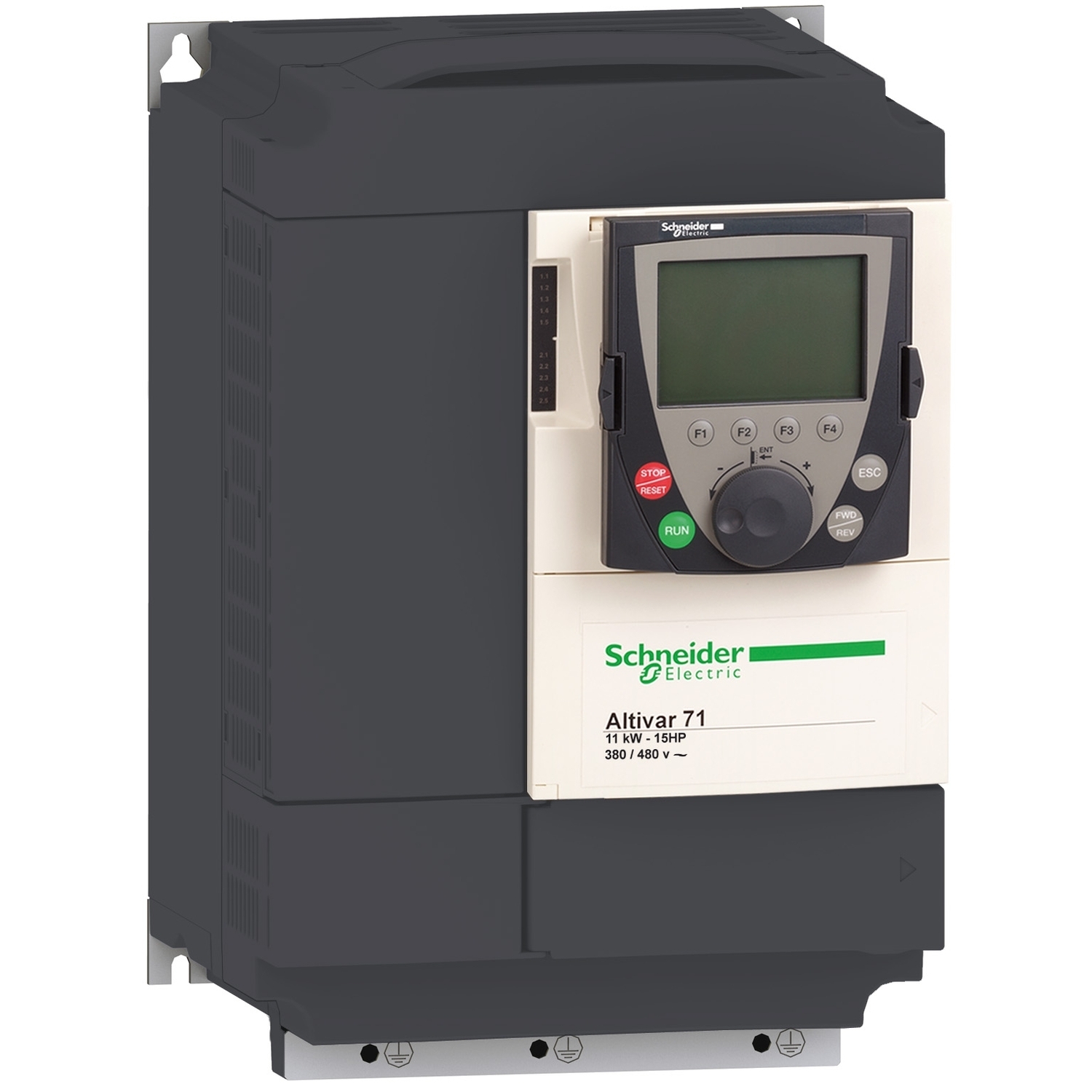 ATV71HD18N4 Altivar 3-Phase Variable Speed Drive With Heat Sink, 400 to 480 VAC, 41 A, 25 hp, 9.06 in W x 8.39 in D