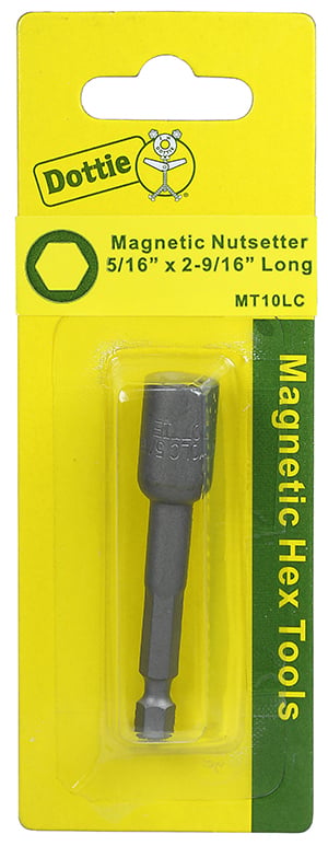 MT10LC 1-Piece Carded Magnetic Hex Tool, 5/16 in Point, 2-9/16 in OAL, Steel