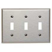 84111-40 Oversized Traditional Wall Plate, 3 Gangs, 7-1/8 in W x 5-1/4 in H, 302 Stainless Steel