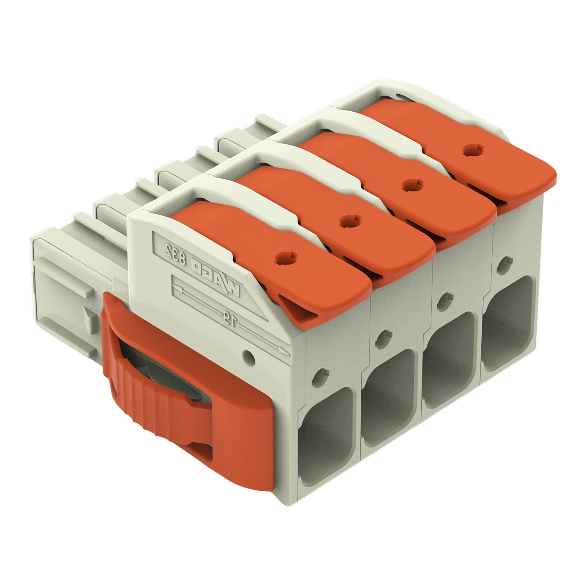 832-1104/037-000 832 Universal Female Plug, 1 kV, 76 A, 18 to 4 AWG Wire, 4 Poles, DIN Rail Mounting