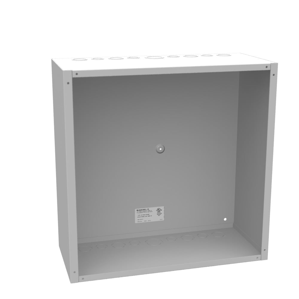 18x8x18 Screw Cover Type 1 UL Listed Steel Knockouts ANSI 61 Gray Cover with Teardrop Slots Mounting Holes in Back