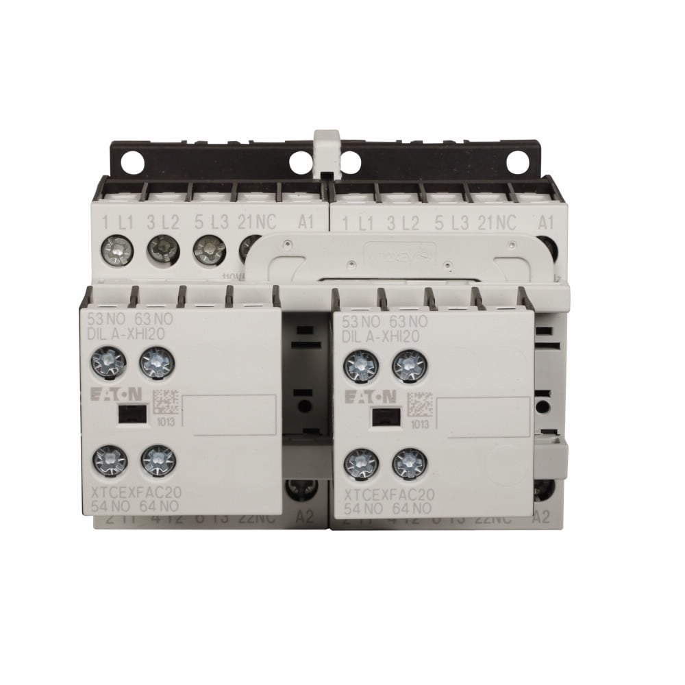 XTCR018C21A Full Voltage Reversing IEC Contactor, 110/120 V AC V Coil, 18 A, 2NO-2NO Contact, 3 Poles