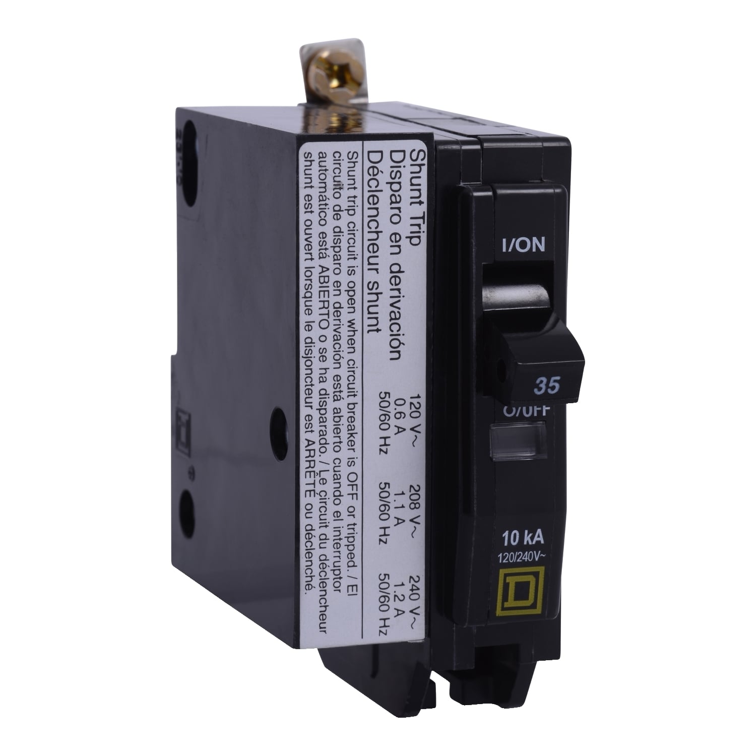 QOB1601021 Type QOB Standard Miniature Circuit Breaker, 120/240 VAC, 48 VDC, 60 A, 10 kA Interrupt, 1 Poles, Thermal Magnetic Trip