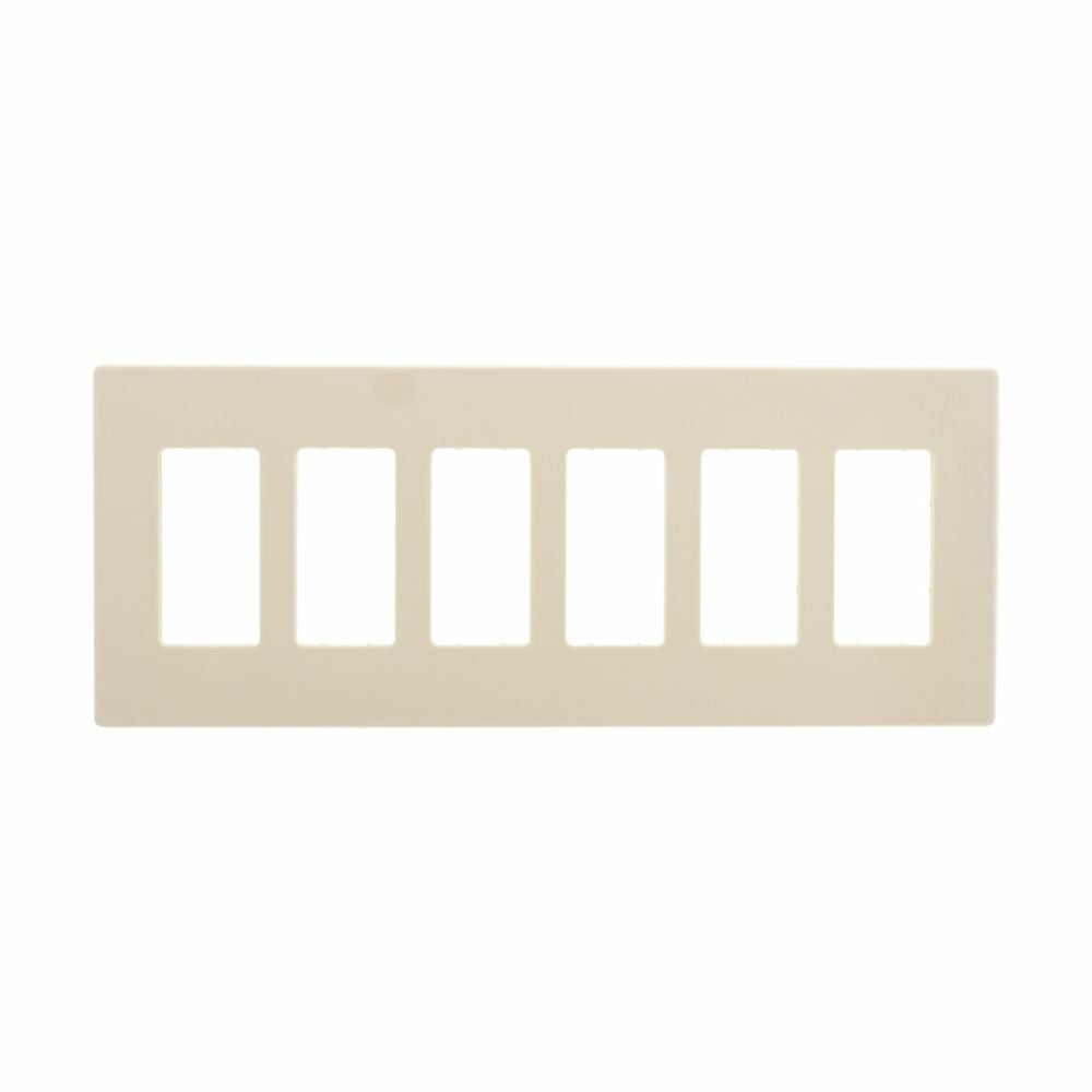 Eaton Screwless wallplate, Screwless, Almond, Decorator Cutout, Polycarbonate, 6-Gang, Mid-size
