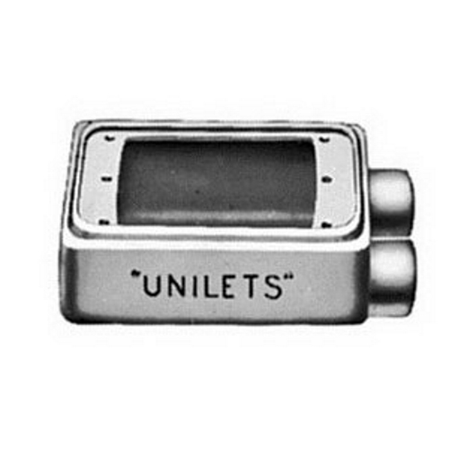 FDS-1-50 Unilets Type FDS Deep Heavy Duty Device Box With Internal Ground Screw, Malleable Iron, 25 cu-in Capacity, 1 Gangs, 2 Outlets, 2 Knockouts, 4.56 in H x 2.81 in W x 2.69 in D