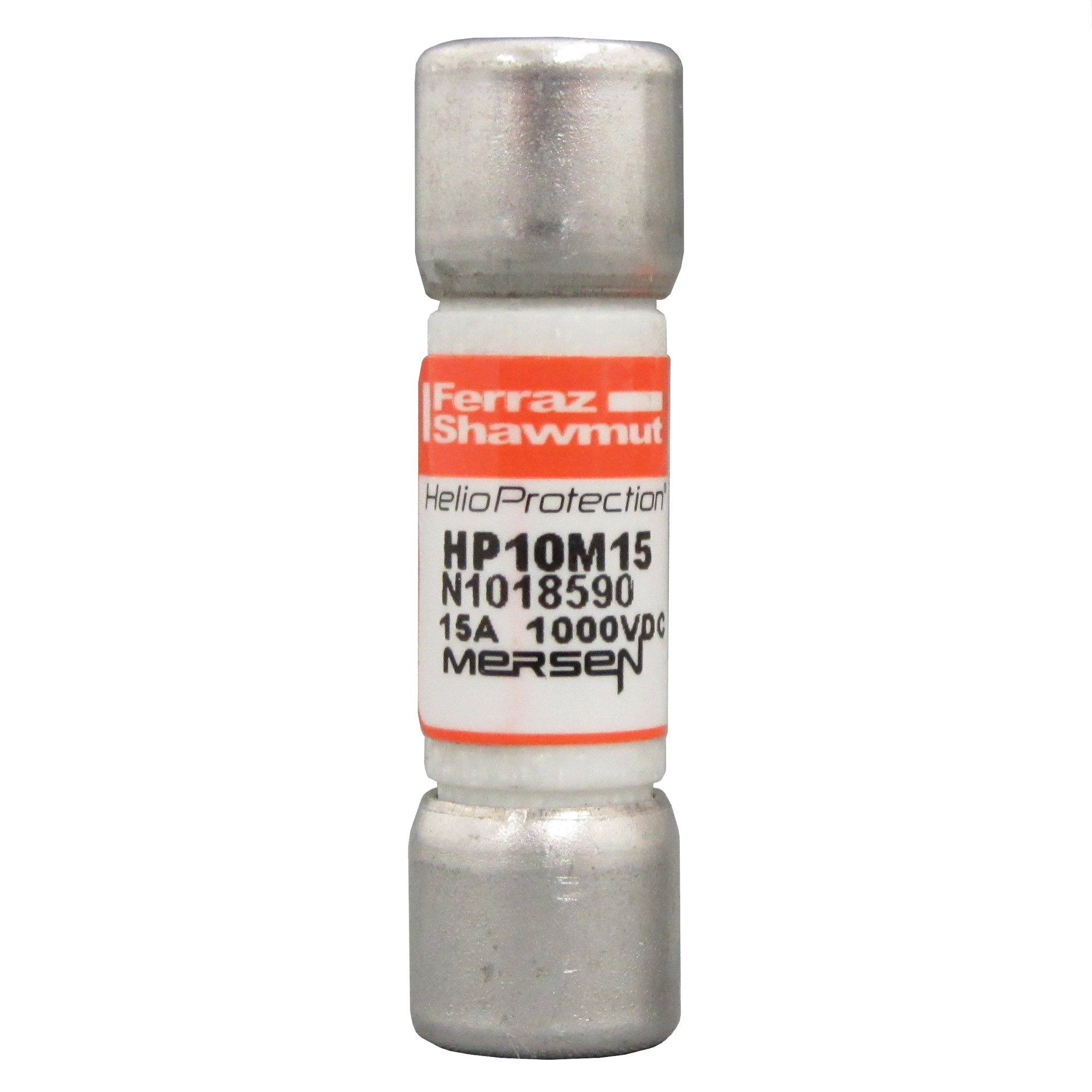 HP10M15 HeliProtection Photovoltaic Fuse, 15 A, 1 kV DC, 10 kA, Class Midget, Cylindrical Body