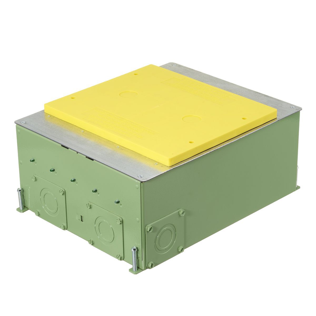 CFB45G55CRE SystemOne ETERNAL Recessed Floor Box, Stamped Steel, 99, 105 cu-in Capacity, 4/5 Gangs, (14) Knockouts, 5.59 in H x 11.09 in W x 14.14 in L