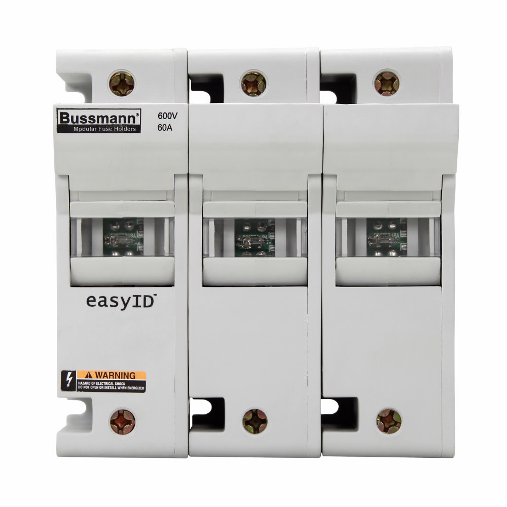 Eaton Bussmann series CH modular fuse holder, 600 Vac, 600 Vdc, 60A, Three-pole, Neon lamp