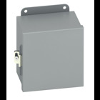 Eaton B-Line series JIC panel enclosure, 12" height, 8" length, 10" width, NEMA 12, Hinged cover, 12CHC enclosure, Wall mount, Small single door, External mounting feet, Carbon steel, Seamless poured in-place gasket