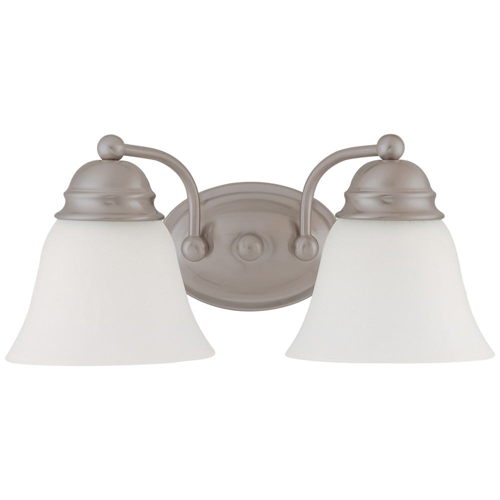 60-3265 Empire Transitional Vanity Light Fixture, (2) A19 Lamp, 120 V AC, Brushed Nickel Housing