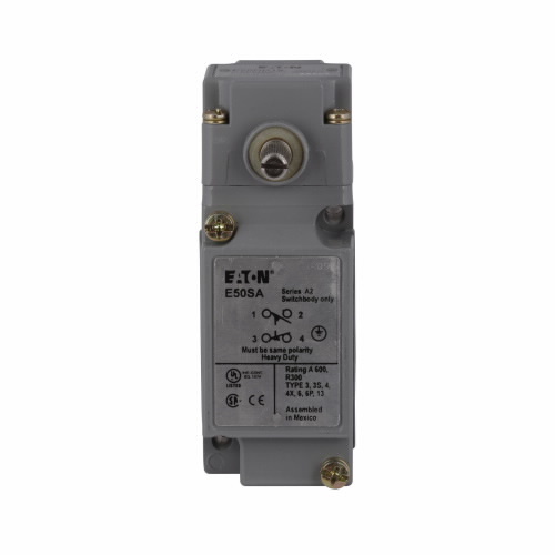 E50AR19 Heavy Duty Plug-In Limit Switch, 600 V AC/250 V DC, 1/10 A, Side Rotary Actuator, 1NO-1NC Contact, 1 Poles
