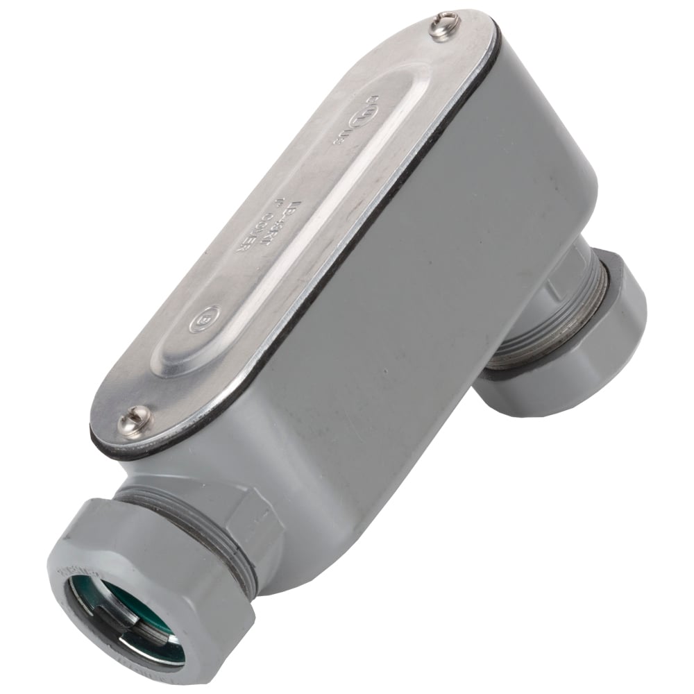 LB-43RT Bridgeport 5 Series Type LB EMT Conduit Body With Integral Raintight Connector, 1 in Hub, 85 Form, 13.8 cu-in Capacity, Aluminum