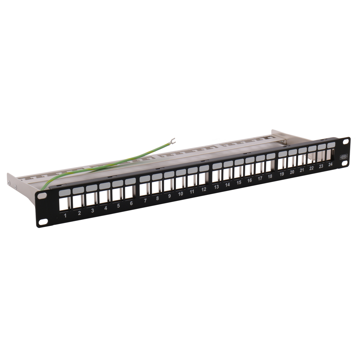 HPJS24 1U Flat Singlemode Shielded Standard Unloaded Patch Panel With Cable Management Bar, 24 Ports, Cat 6, Composite