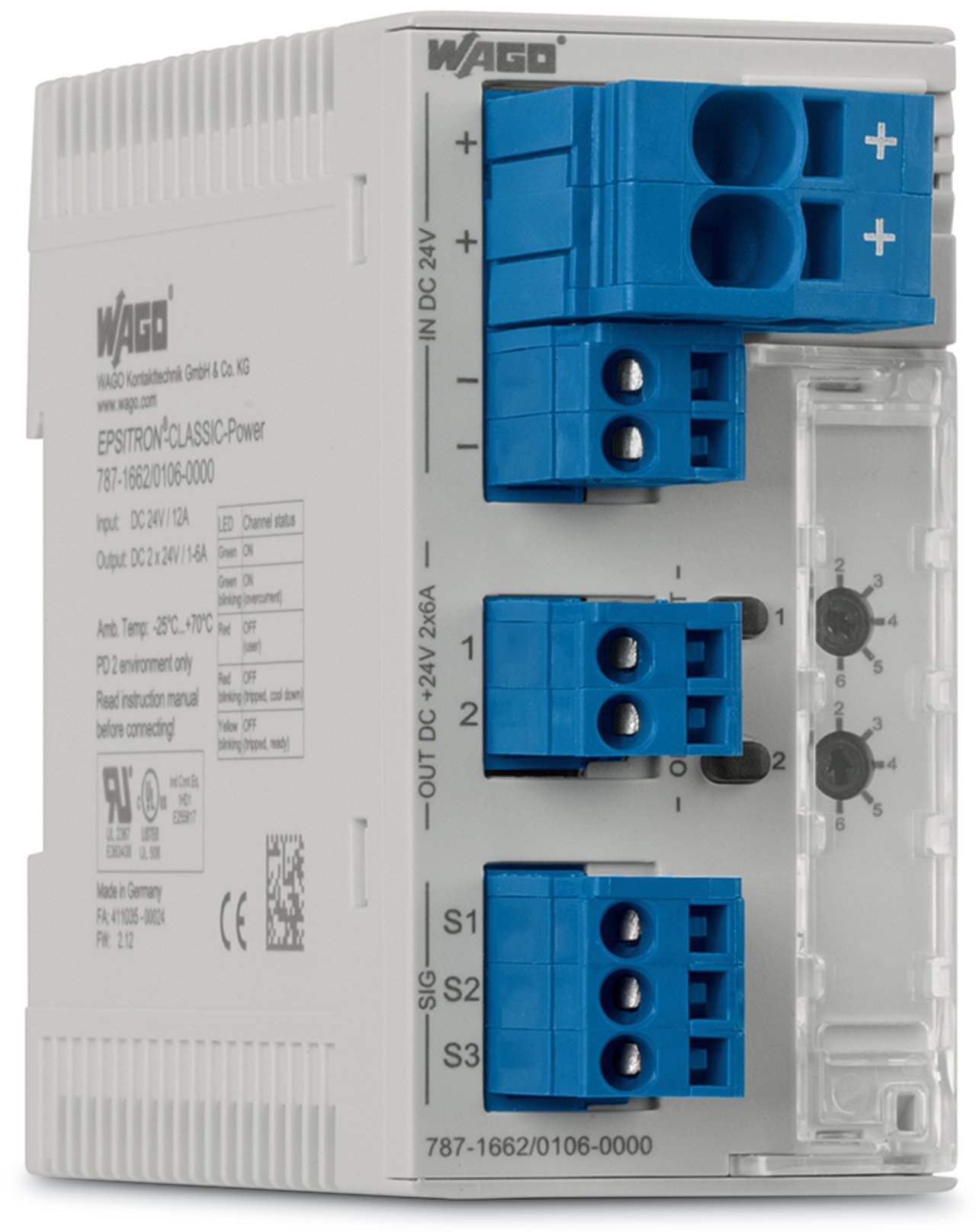 787-1662/004-1000 787 Circuit Breaker, 24 V DC, 3.8 A, 2 Poles