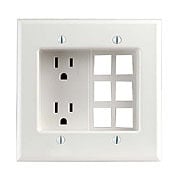 690-W 2-Gang Duplex Recessed Receptacle, 125 V AC, 15 A, 2 Poles, 3 Wires, White