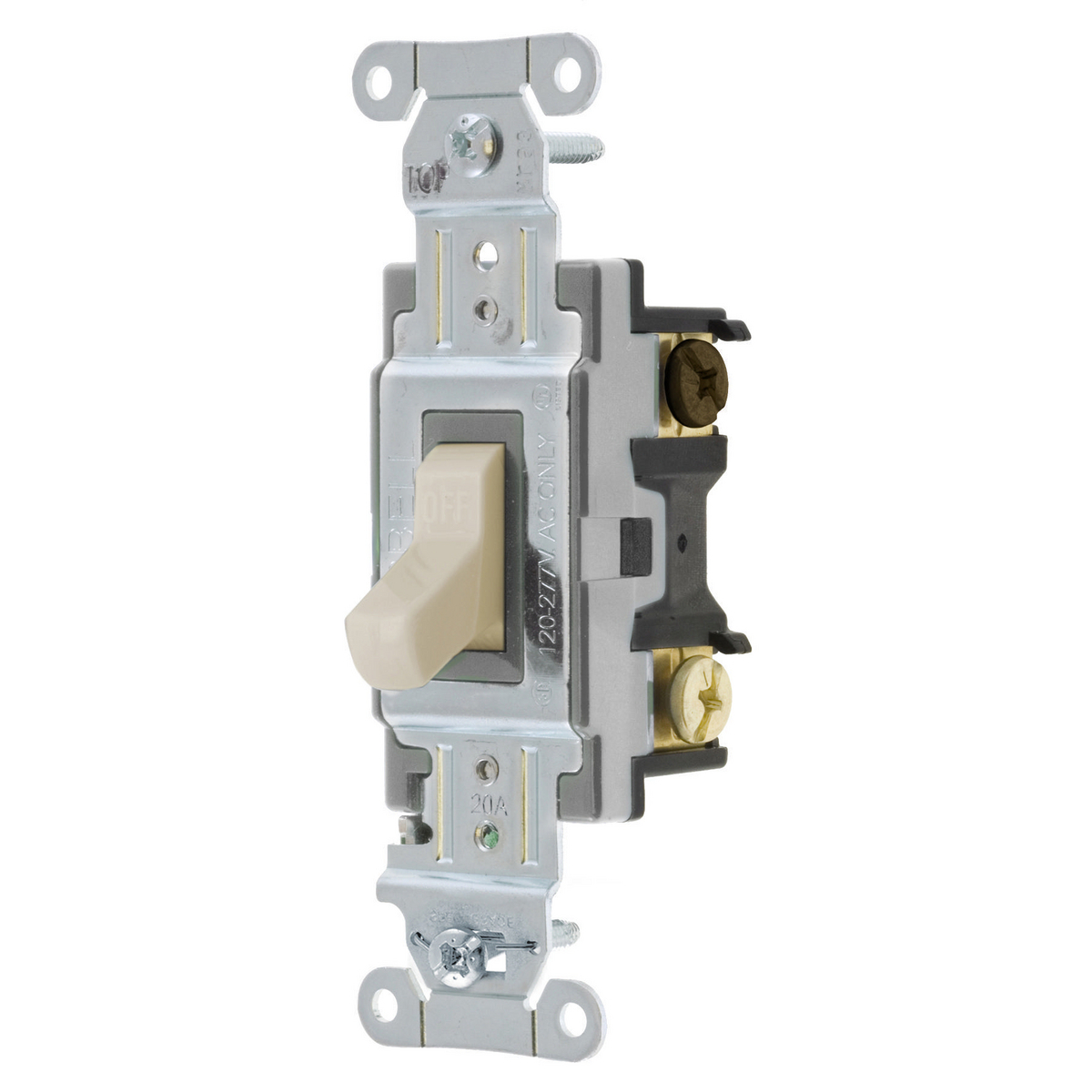 CS320LA 3-Way Specification Grade AC Toggle Switch, 120/277 V AC, 20 A, 2 hp, 5540 W Power Rating, 2-Position Contact