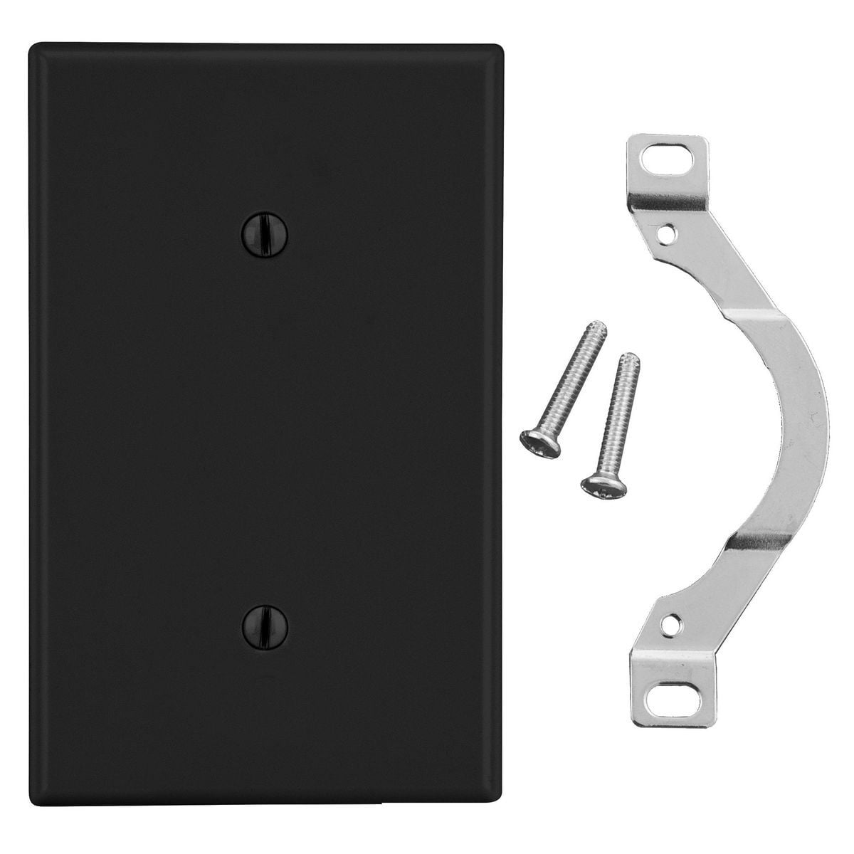 P14BK Non-Metallic Standard Blank Wall Plate with Pre-Inserted Captive Screw, 1 Gangs, 2.88 in W x 4.63 in H, Polycarbonate Thermoplastic, Black