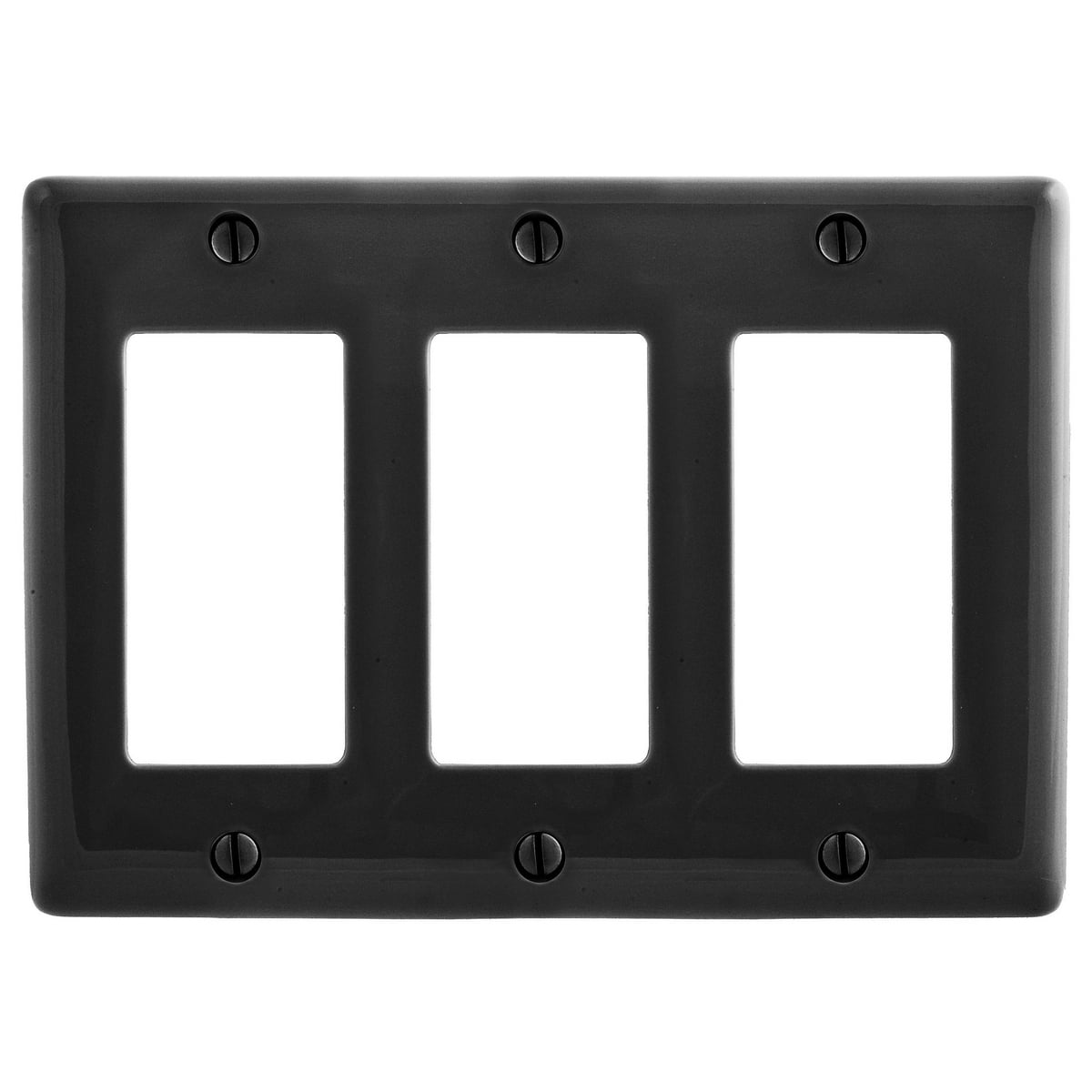 NP263BK Standard Wall Plate, 3 Gangs, 6.5 in W x 4.62 in H, Nylon, Black