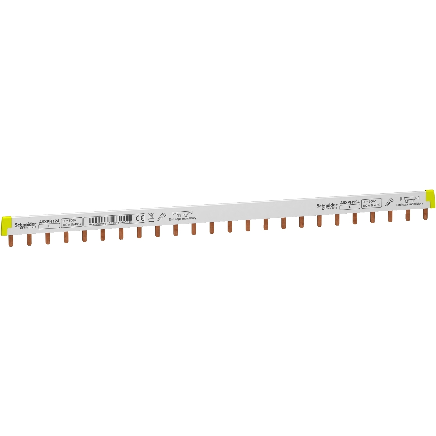 A9XPH124 Acti 9 1-Pole Cuttable Insulated Combination Busbar, 430 mm W, 100 A
