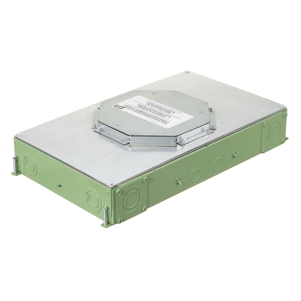 CFB6G30RCRE SystemOne ETERNAL Recessed Floor Box, Stamped Steel, 33 cu-in Capacity, 6 Gangs, (16) Knockouts, 3.75 in H x 11.54 in W x 19.68 in L