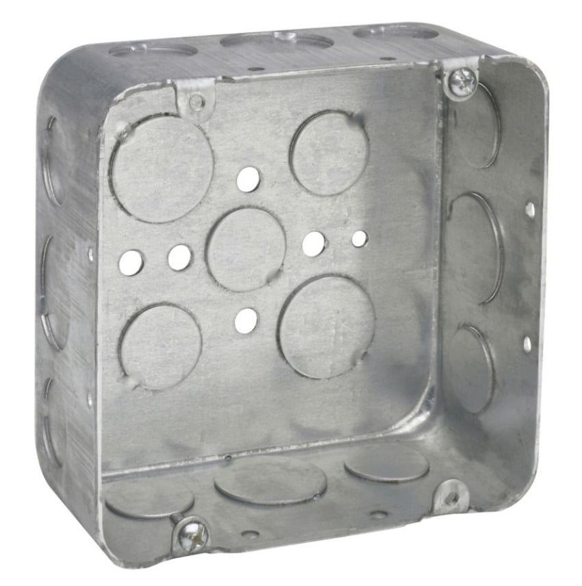 TP832 TP Drawn Outlet Box, Steel, 42 cu-in Capacity, (17) Knockouts, 4-11/16 in H x 4-11/16 in W x 2-1/8 in D