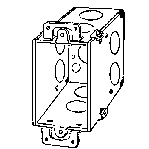 333D Square Corner Gangable Switch Box, Steel, 18 cu-in Capacity, 1 Gangs, 9 Knockouts