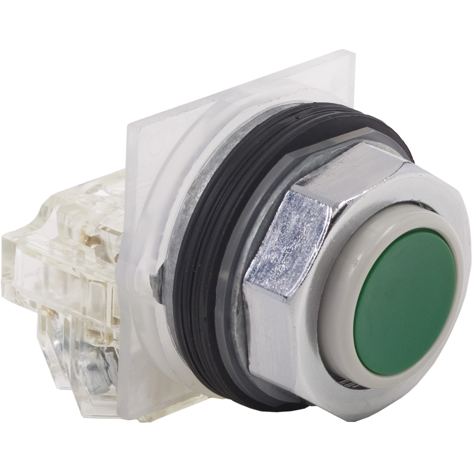 9001KR3GH13 Harmony Type K Heavy Duty Dusttight/Oiltight/Watertight Mechanically Interlocked Non-Illuminated Pushbutton, 30 mm, 1NO-1NC Contact, Slow Break Contact, Green