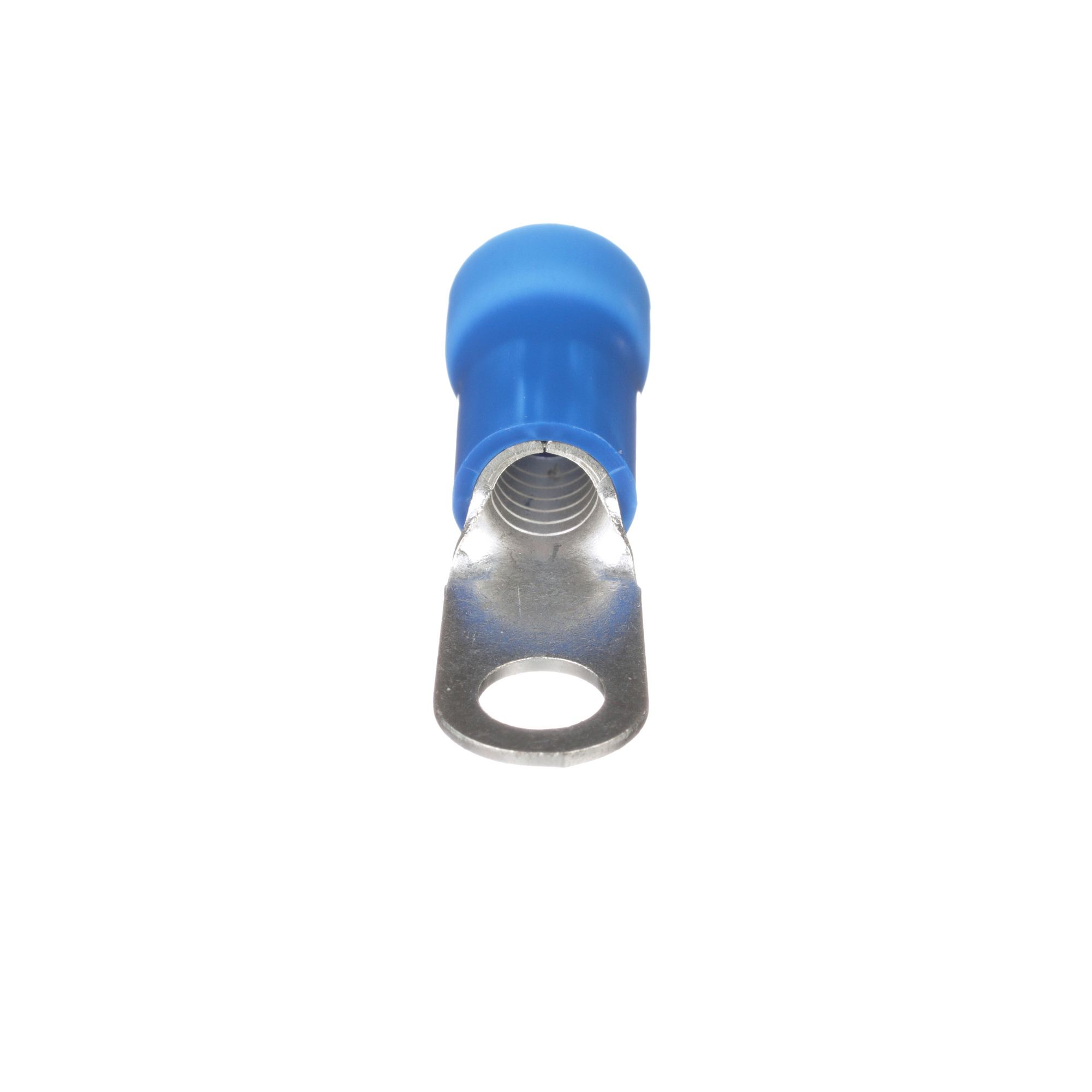 PV6-14R-X Pan-Term Type PV-R Loose Piece Ring Terminal, 6 AWG Conductor, 1.65 in L, Brazed Seam/Funnel Entry/Insulation Grip Sleeve/Internal Serration Barrel, Copper, Blue