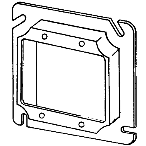 8486C 2-Device Raised Outlet Square Box Cover, 4-11/16 in L x 4-11/16 in W x 5/8 in D, Steel