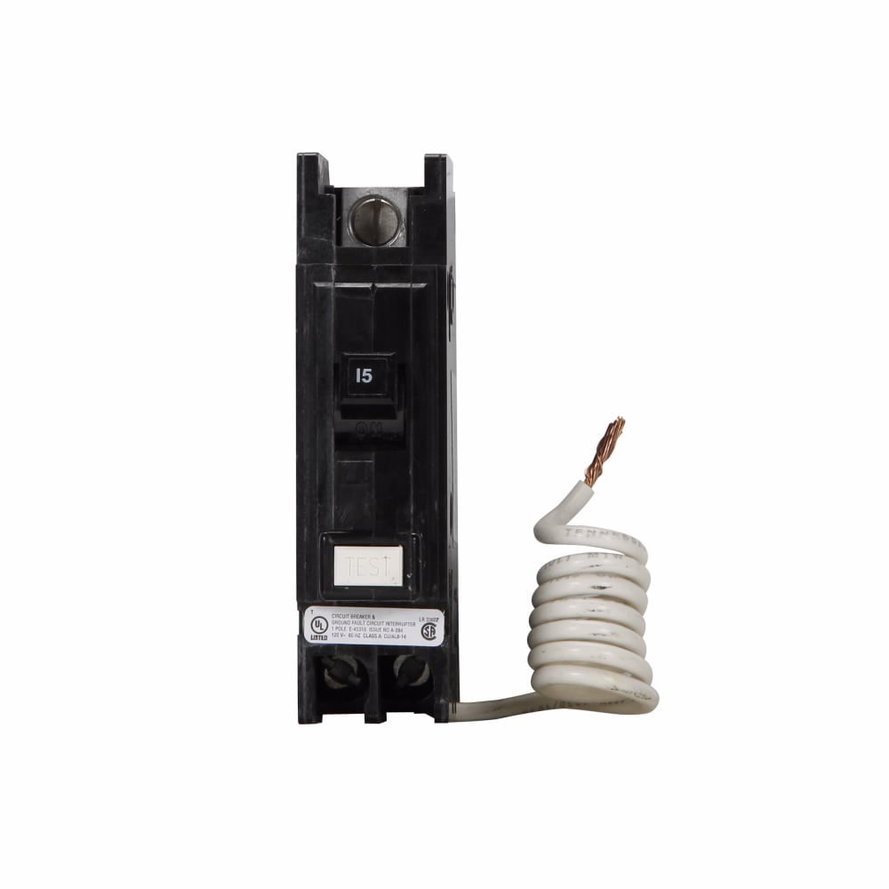 QCGFT1015 QuickLag Type QCGFT Cable-In/Cable-Out Circuit Breaker, 120/240 V AC, 15 A, 10 kA Interrupt, 1 Poles, Thermal Magnetic Trip