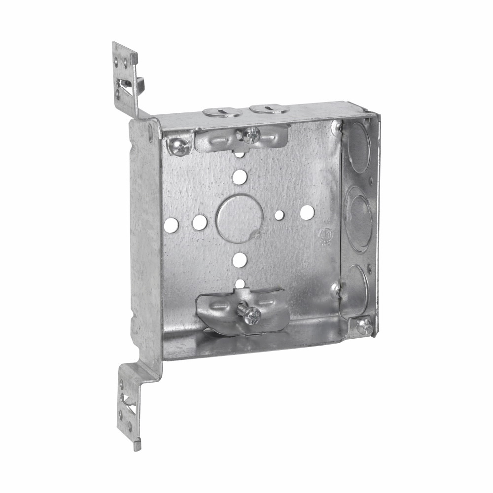 TP449 TP Welded Outlet Box, Steel, 22 cu-in Capacity, (5) Knockouts, 4 in H x 4 in W x 1-1/2 in D